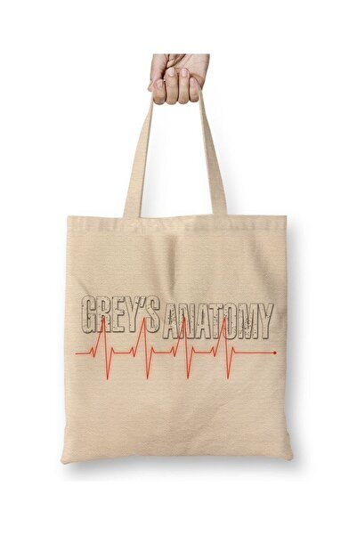 Toyaso Τσάντα αγορών Grey's Anatomy White Tote Bag με μακριά λαβή Τσάντα παρα...
