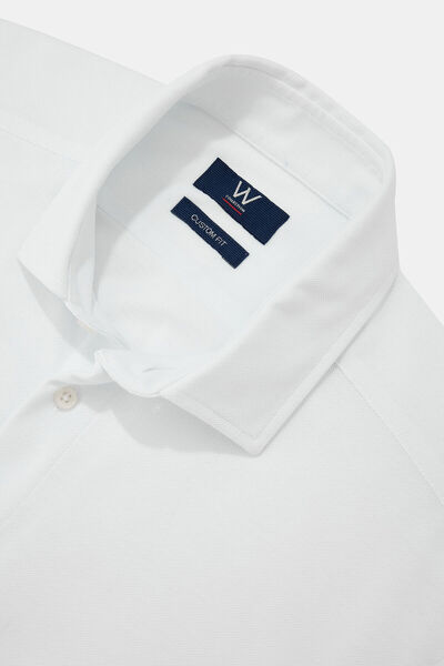 W Collection BEYAZ UZUN KOLLU ÖRGÜ DESENLİ GÖMLEK
