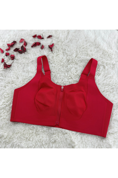 Elaram Önden Fermuarlı Toparlayıcı Dikişsiz Sporcu Sütyeni – Büyük Beden Dest...