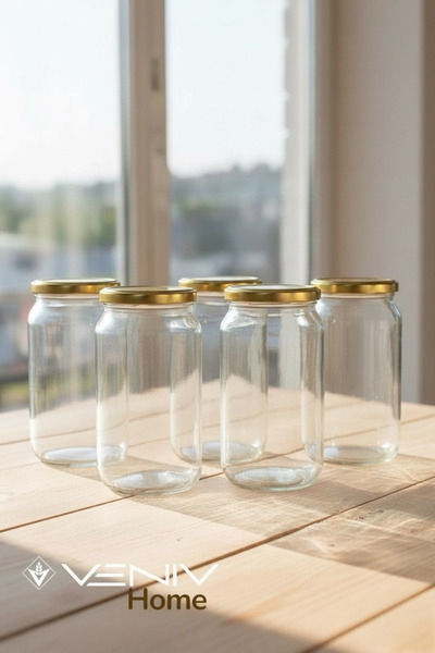 VENİV 5 قطع 1000 مل برطمان زجاجي + 5 قطع غطاء