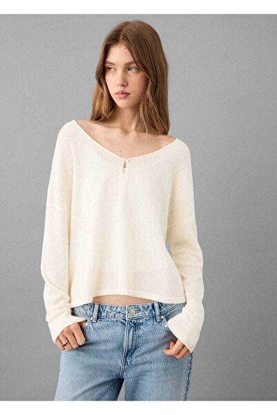 Mango Teen Cut-out detaylı örgü kazak