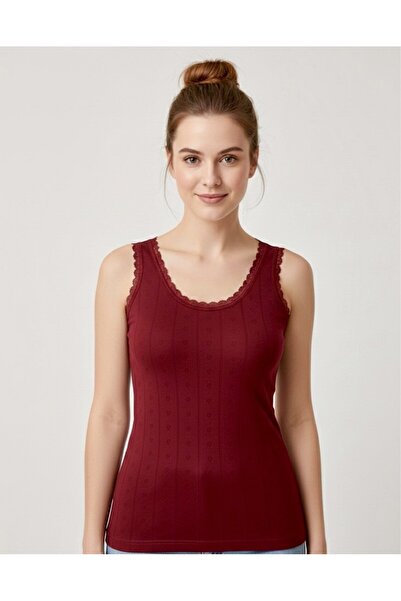 Tutku Kadın Jakarlı Geniş Askılı Dantelli Atlet 3`lü