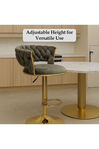 LAOBAN كراسي بار بمسند ظهر قابل للتعديل بزاوية 360 درجة، مصنوعة من نسيج ذهبي ...