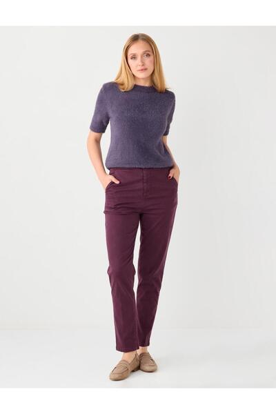 Jimmy Key Burgundy Regular Waist Regular Leg Gabardine Trousers