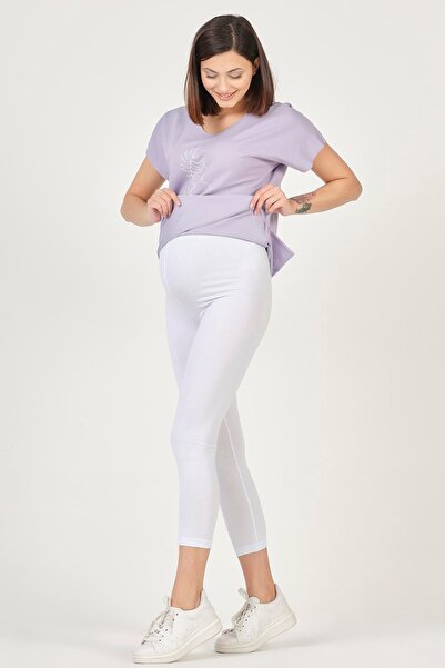 BUSA Jambiere pentru gravide cu talie reglabilă talie înaltă ALB