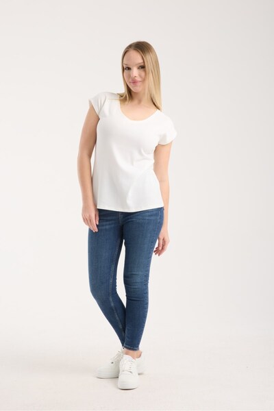 G-FOX Tricou pentru femei material reiat tricotaj cu striații cu decolteu în V cu mânecă scurtă, confortabil, elegant, basic zile, tricou casual 6004