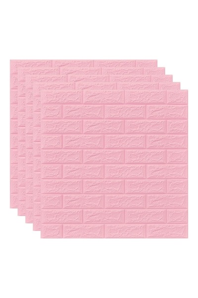 selling depot Set 5x 3D Self-Adhesive Foam Wallpaper, Brick Pattern, Pink, 70x70x0.3 cm