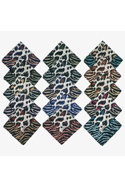 İpekel Hediyelik Leopar Desenli İndia Tülbent Yazma (15 Adet)