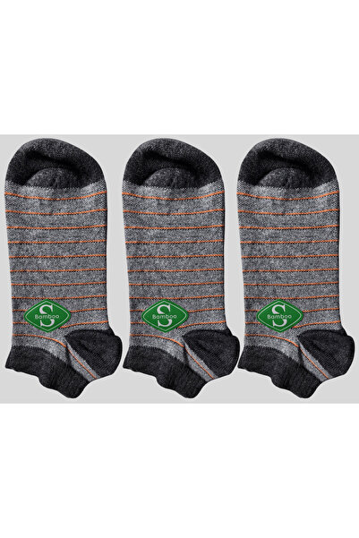 Socketta Erkek Bambu Dikişsiz Burun 3'lü Desenli Patik Çorap – Premium