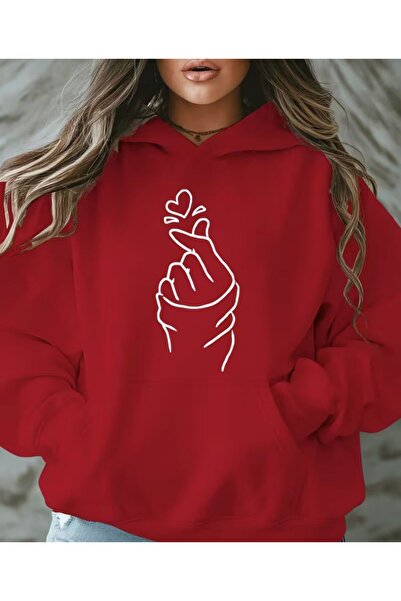 herkesemoda cu glugă Hanorac cu imprimeu Little Heart