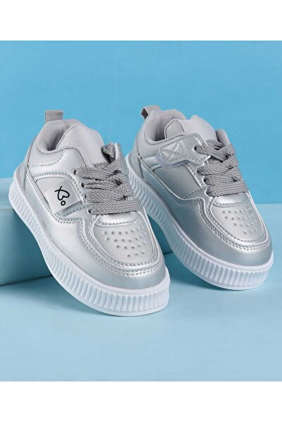 Babyoye حذاء كاجوال سادة برباط - فضي