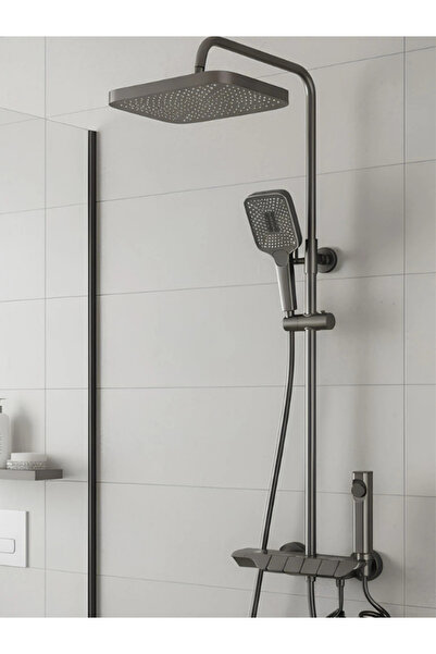 KCA ARMATÜR Antracite Banyo Robot Duş Seti Piyano Çok Fonksiyonlu Tepe Duş Lü...
