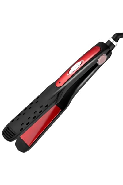 selling depot Placă de îndreptat părul profesională, ceramică, cu abur, umedă și uscată, roșie