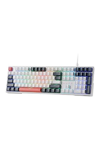 REDRAGON K668 Mechanical Keyboard, RGB, Wired, Red Switches, White, Mixed Color