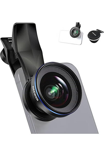 NEEWER عدسة هاتف بزاوية واسعة 100 درجة، 18 مم، 0.5x - مشبك تثبيت 17 مم + حلقة...