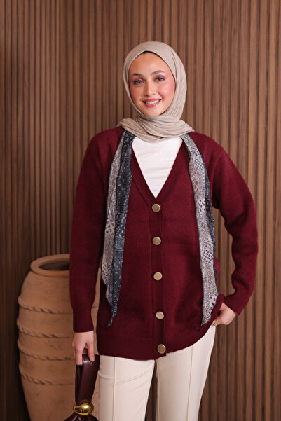 FERHEL Women's Bearded Rope Soft Woven Knitwear Cardigan