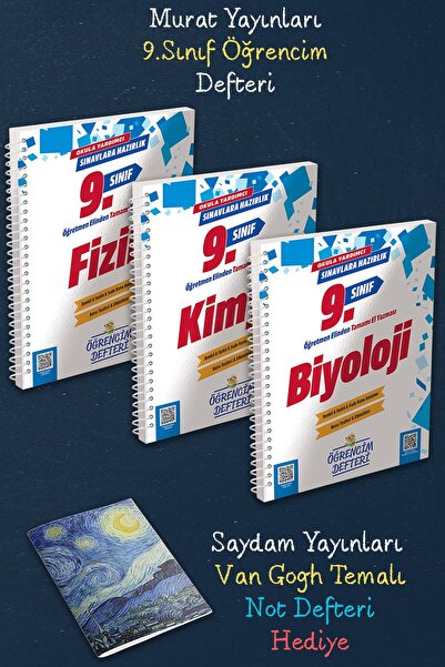 Murat Yayınları 9.Sınıf Tamamı El Yazması Fizik - Kimya - Biyoloji Öğrencim D...