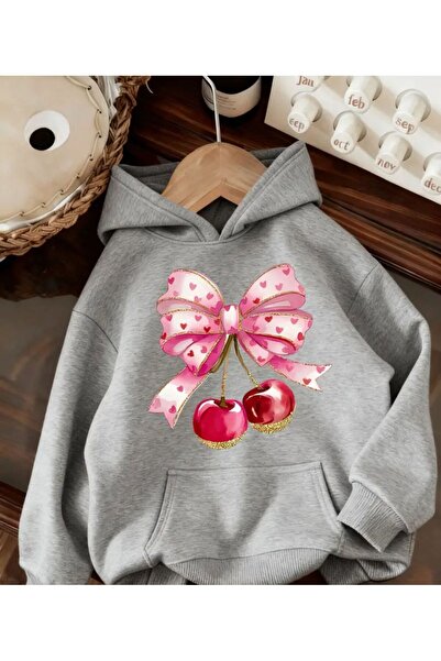 herkesemoda Φούτερ με κουκούλα με λεπτομέρεια εκτύπωσης με γλυκιά κορδέλα