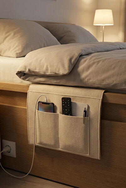 YUNUSOĞLU HOME Head End Cream Felt Organizer Multi-Purpose Use