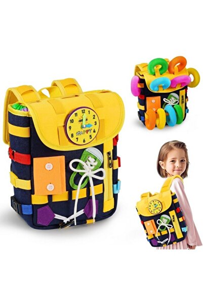 AstarX Rucsac Toddler Busy Board cu 10 tuburi pop Jucarii Fidget 1-4 ani,