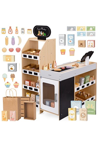 mamabrum Wooden vegetable market - large XXL stall, shop with cash register