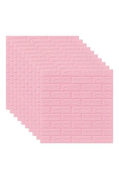 selling depot Set 10x 3D Self-Adhesive Foam Wallpaper, Brick Pattern, Pink, 70x70x0.3 cm