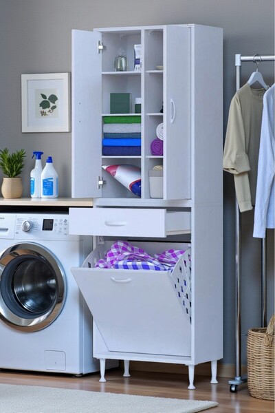 Eliusta Reli Dolap Beyaz Çok Kullanımlı 60 cm Eninde Banyo Dolabı 60x171x32,5...