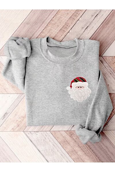 AEMİ سويت شيرت برقبة دائرية للجنسين من نويل بابا مطبوع قصة فضفاضة