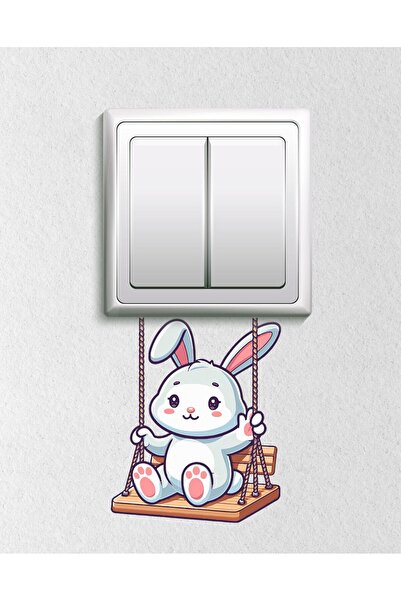 Hediyeni Al Διακοσμητική πρίζα Cute Rabbit on Swing, Αυτοκόλλητο διακόπτη 12x...