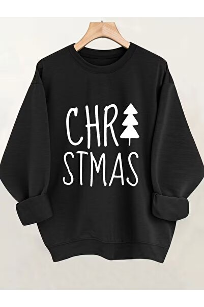 AEMİ Unisex CRĂCIUN cu imprimeu supradimensionat guler rotund Swea tricou