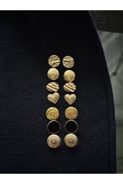 NESGO MODA Z.A.R.A Gold Kombin Düğme Seti 7 Model 14 Adet