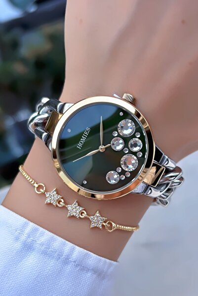 Homies Original Steel Drop Model Waterproof Gold Silver Color Women Wristwatch Gift Bracelet Hm546C1