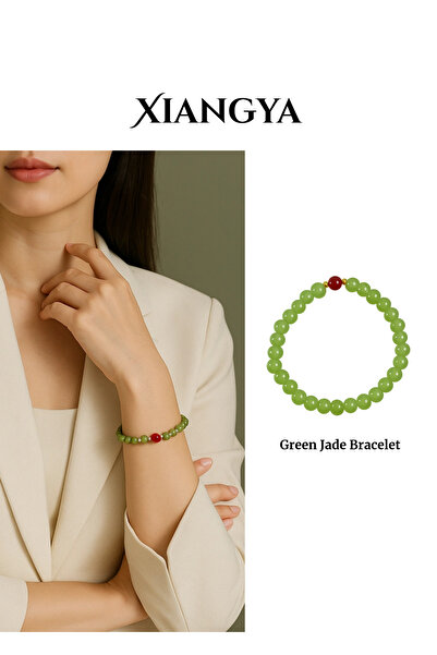 XIANGYA سوار من اليشم الأخضر مع خرزة من الطين الأحمر الأرجواني، 6 مم، مجوهرات...