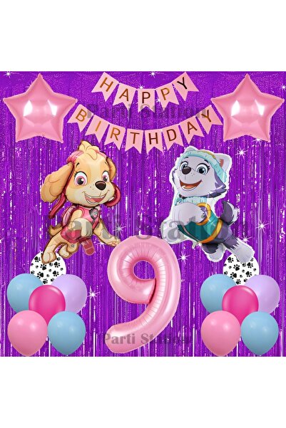 Parti Station Paw Patrol Skye and Everest Concept 9Th Birthday Purple Tassel ...