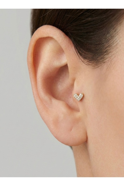 alysa jewelry Cerrahi Çelik zirkon taşlı kalp Piercing Tragus heliks lobe conch