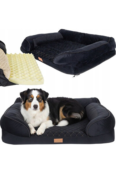 zola Animal bed, 80 x 65 x 19 cm, foam filling 7 cm, zippered cover, removable, black