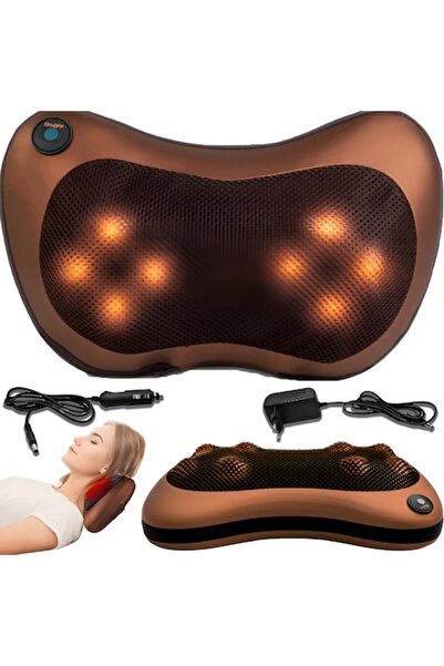 Generic Pernă de masaj pentru gât și spate, generică, piele ecologică, maro