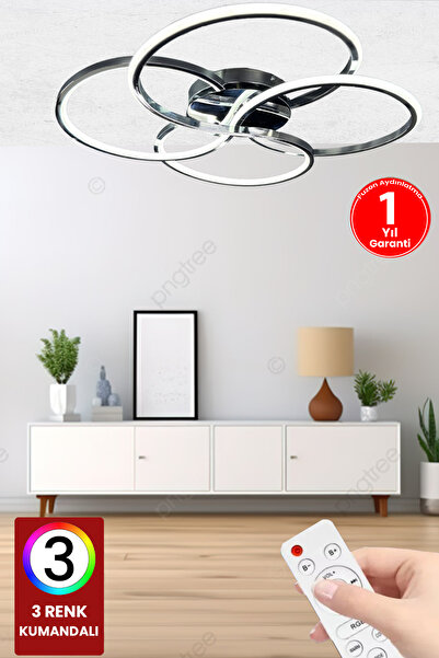 FUZON Hayal 3 Toplu 3 Renk Kumandalı Led Avize Büyük Salon Led Avize Kristal ...