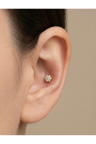 alysa jewelry Cerrahi Çelik üç boyutlu çiçek Piercing