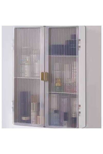 NKX خزانة حائط شفافة لتخزين مستلزمات الحمام باللون الأبيض