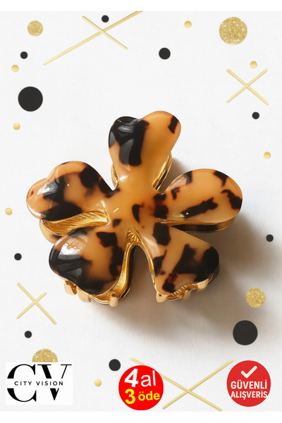 cityvision مشبك معدني على شكل زهرة اللوتس بنقشة الفهد اللاتيني 6 سم