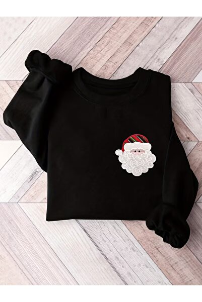 AEMİ Unisex Moș Crăciun cu imprimeu supradimensionat guler rotund Swea tricou