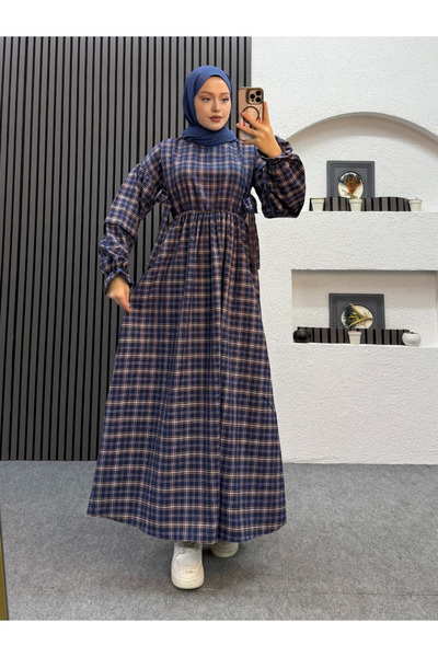 ENSA TESETTUR Φόρεμα Star καρό σε μπλε ναυτικό