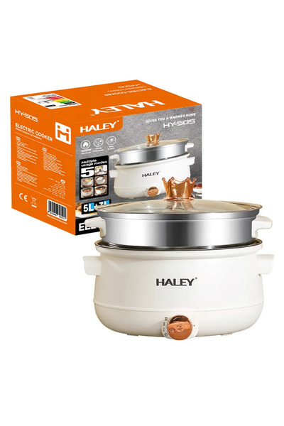 HALEY HY-505 Electric Cooker 5L + 3L, 1200W, Multifunctional with Steaming & ...