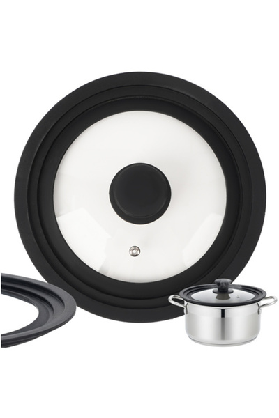 zola Universal 3-in-1 pot/pan lid, 24/26/28 cm, glass/silicone, ergonomic handle, 30 x 30 x 5.5 cm