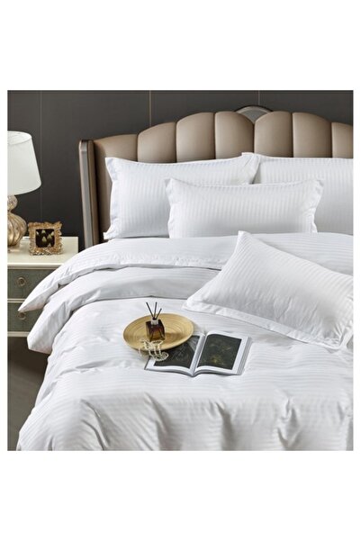 Deliny Set lenjerie de pat Damasc 4 piese - Cearșaf cu elastic 180x200, Husă ...