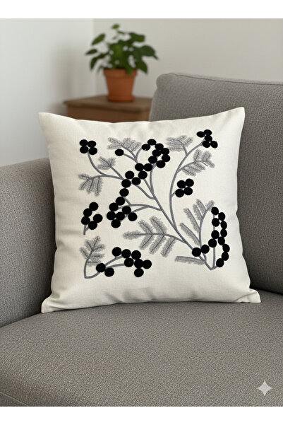 SURGUN ÇEYİZ غطاء وسادة مطرز عصري للصالون مقاس 43×43 سم مع سحاب مخفي