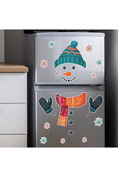 MKARAKAN Autocolant pentru frigider Rvell cu model Om de zăpadă (lăsa o urmă lipicioasă) 35x44cm