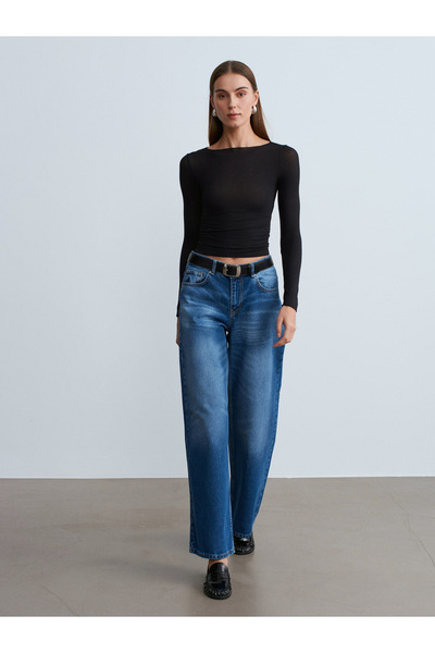 Dilvin 72107 100% βαμβάκι χαμηλής μέσης τζιν-μπλε