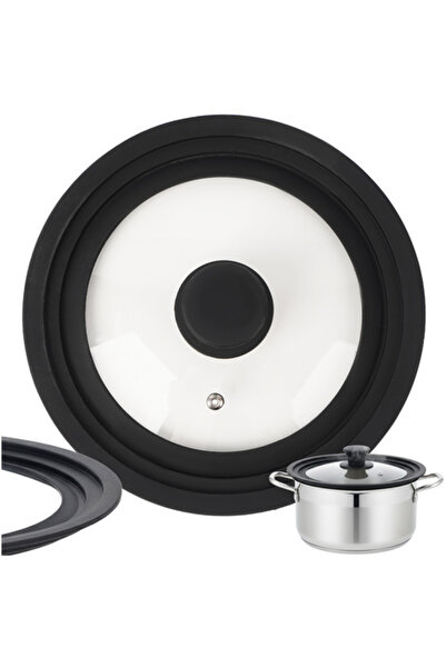 zola Universal 3-in-1 pot/pan lid, 28/30/32 cm, glass/silicone, ergonomic handle, 35 x 35 x 6.5 cm